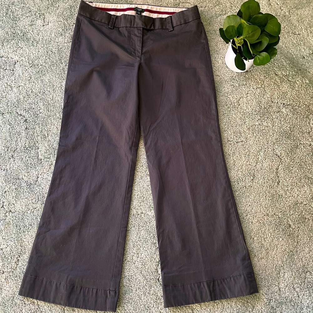 J. CREW City Fit Mid-Rise Gray Slacks, Soft Pants, Grey Trousers, Stretch, 6S